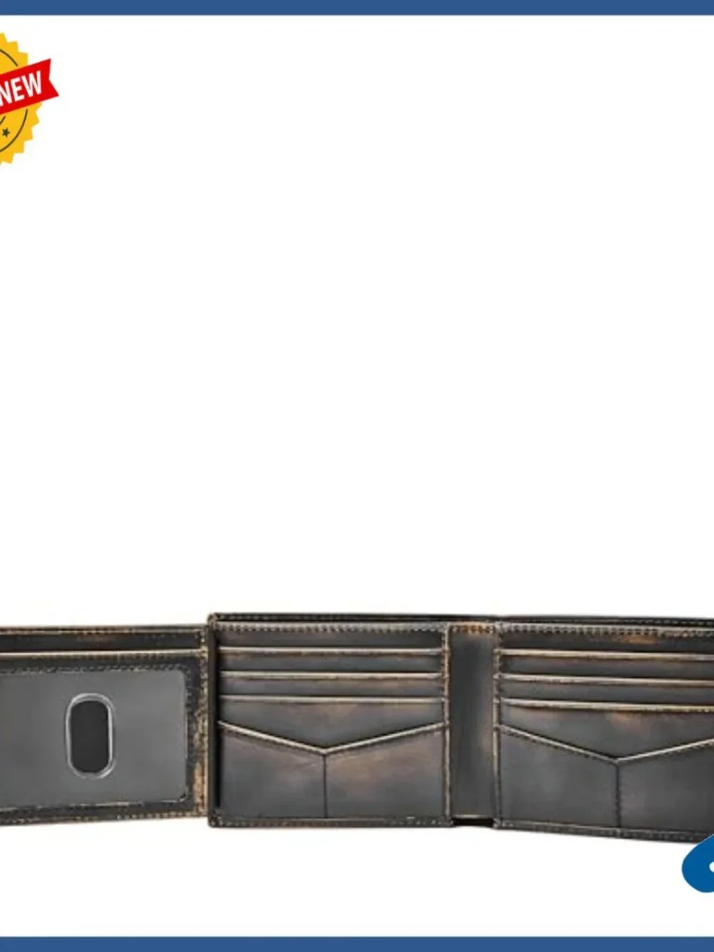Men's Genuine Leather Bifold Wallet with RFID Protection and Flip ID